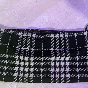 Shein Black and White Plaid Clutch